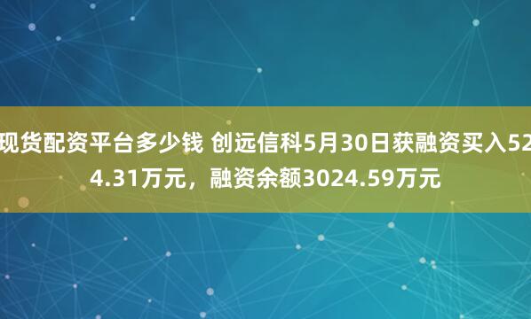 现货配资平台多少钱 创远信科5月30日获融资买入524.31万元，融资余额3024.59万元